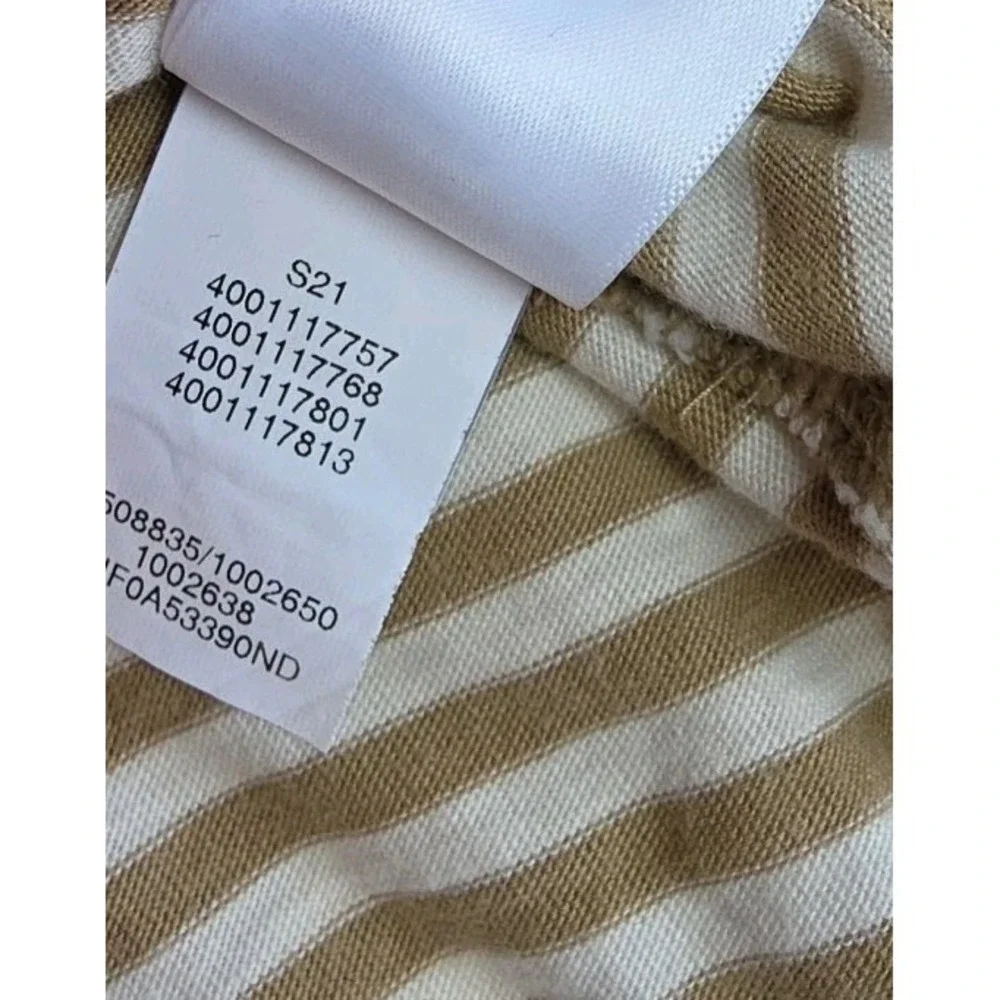 The North Face Polo Shirt Mens X-Large BROWN CREAM Striped Casual Short Sleeve
